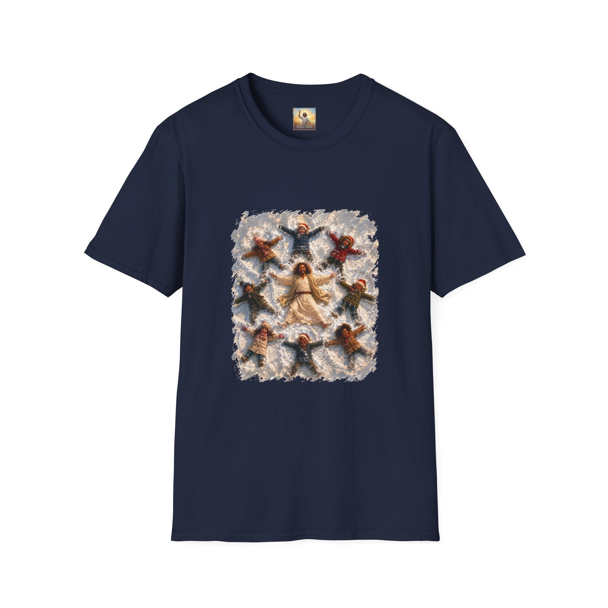 Christmas Jesus Shirt | Snow Angels with Jesus Christian Christmas T Shirt | Joyful Jesus
