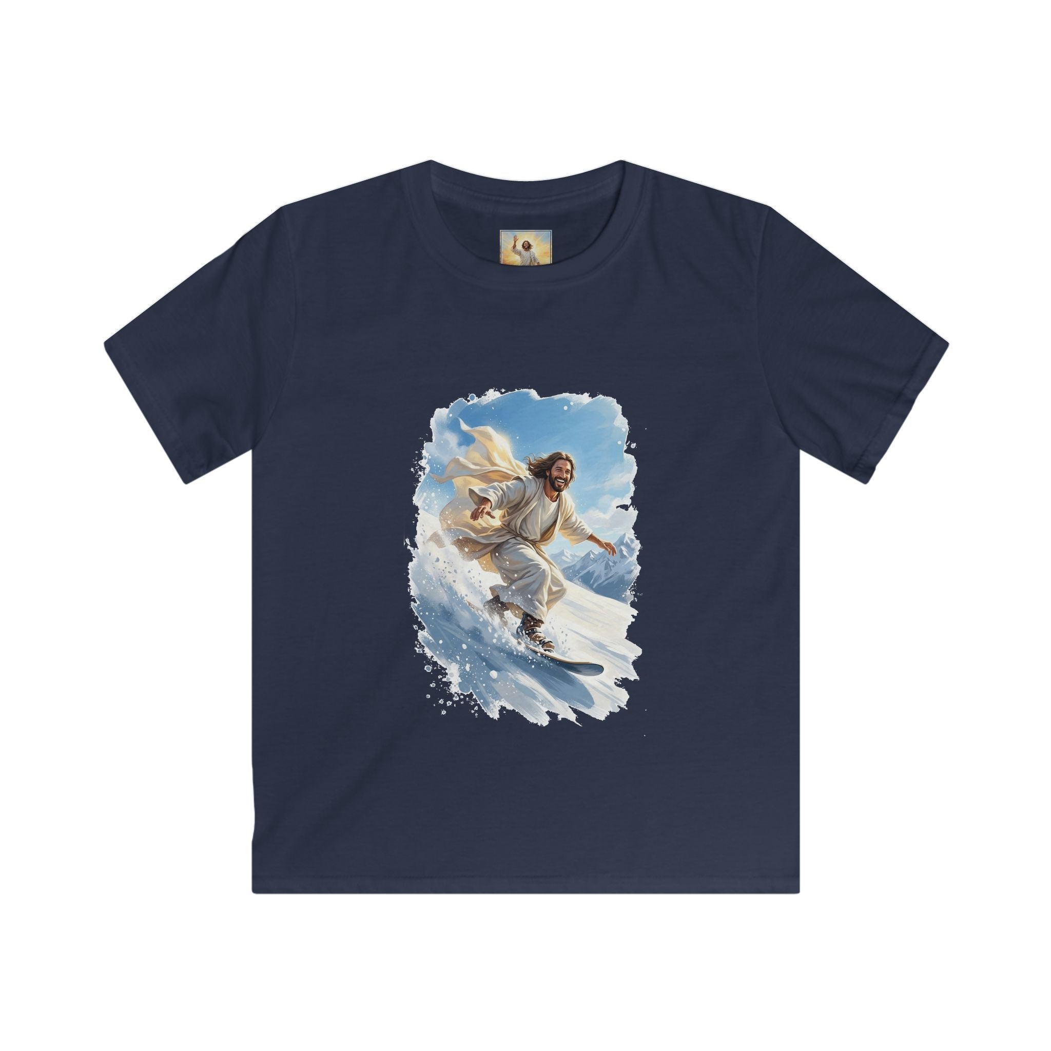 Kids God Shirt | Jesus Snowboarding Christian Kids T Shirt | Joyful Jesus Faith Apparel