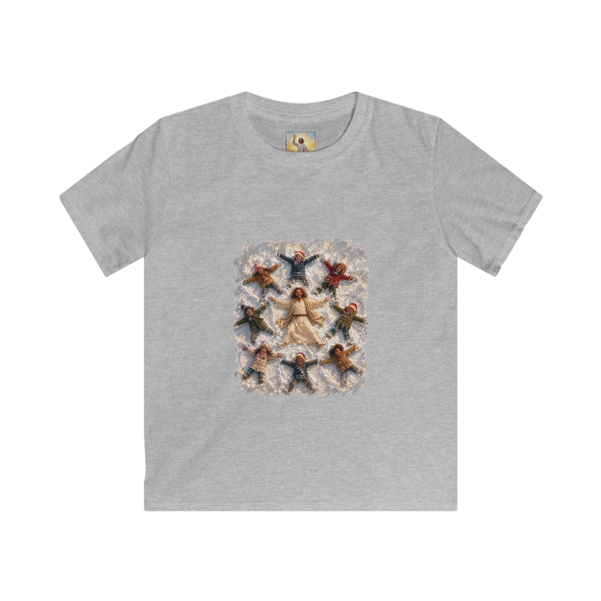 Kids Christmas Jesus Shirt | Snow Angels with Jesus Christian Christmas Kids T Shirt | Joyful Jesus