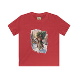 Kids Jesus Christmas Tree Shirt | Jesus Carrying a Christmas Tree Christian Christmas Kids T Shirt | Joyful Jesus