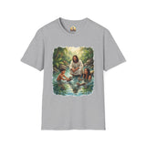 Christian Shirt | Jesus with Baby Otters Funny Christian T Shirt | Joyful Jesus
