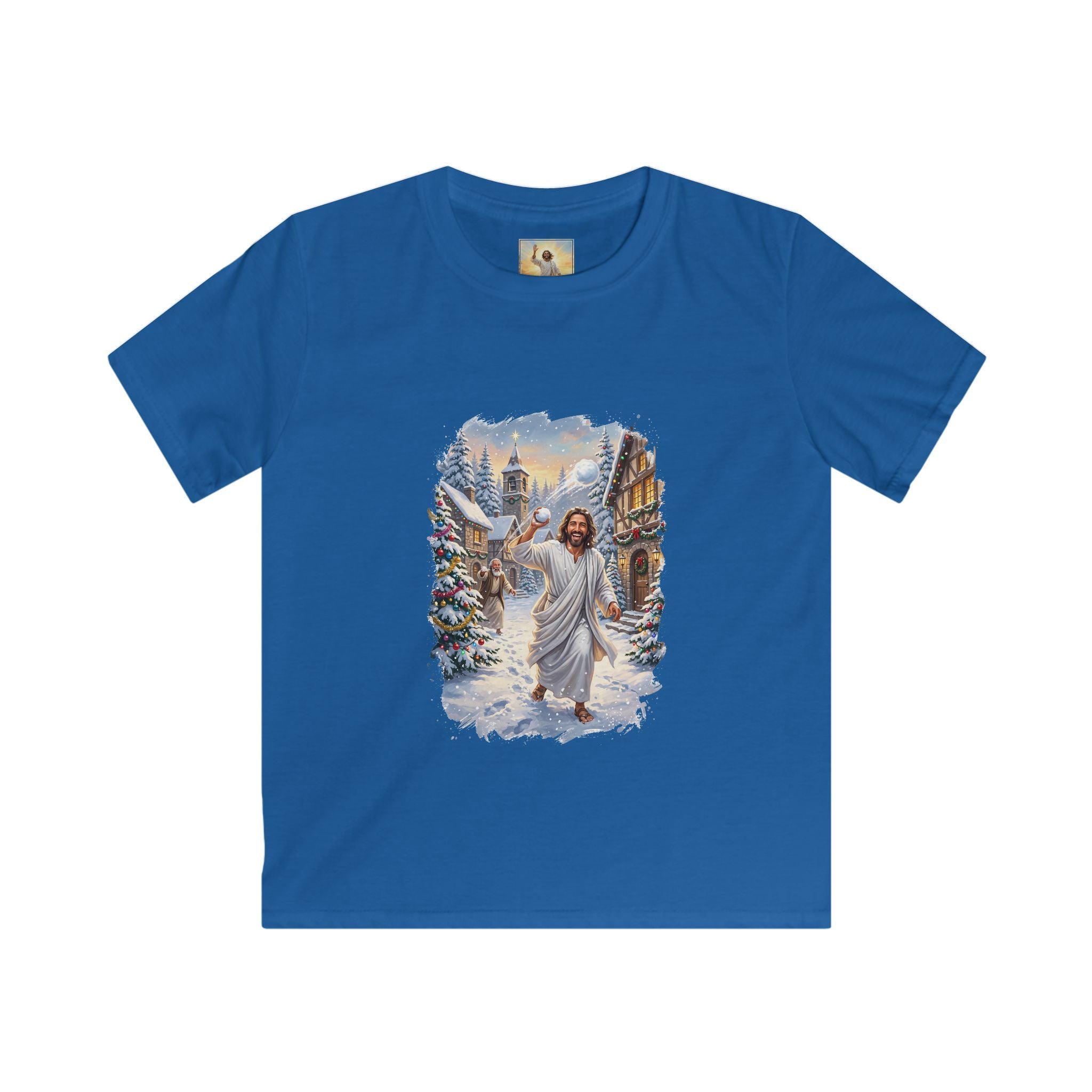 Kids Jesus Snowball Fight Shirt | Funny Christian Christmas Kids T Shirt | Joyful Jesus