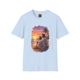 Religious Shirt | Jesus on the Beach at Sunset Christian T Shirt | Joyful Jesus