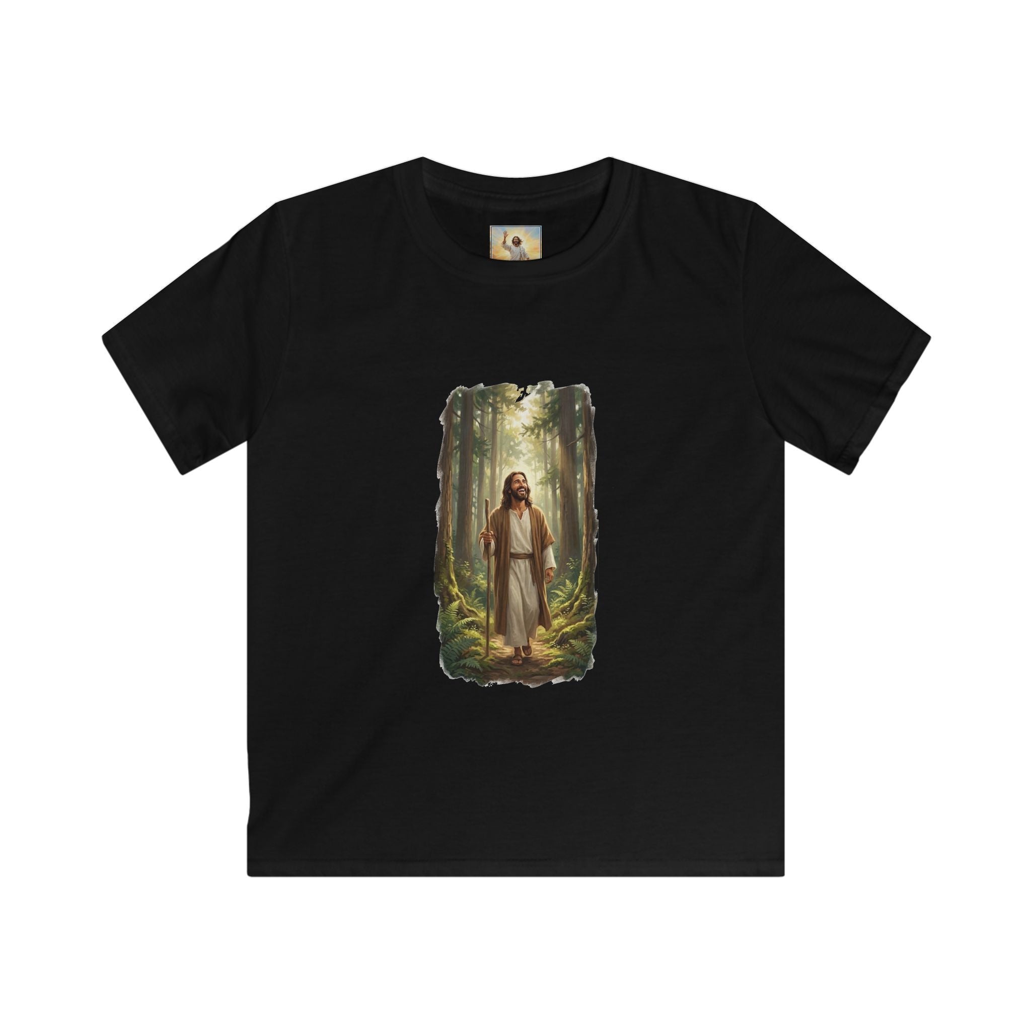 Kids Religious Shirt | Jesus Walking in the Woods Christian Kids T Shirt | Faith Shirt