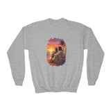 Kids Jesus Sweatshirt | Jesus on the Beach Christian Apparel Kids Crewneck Sweatshirt | Joyful Jesus Faith Sweatshirt