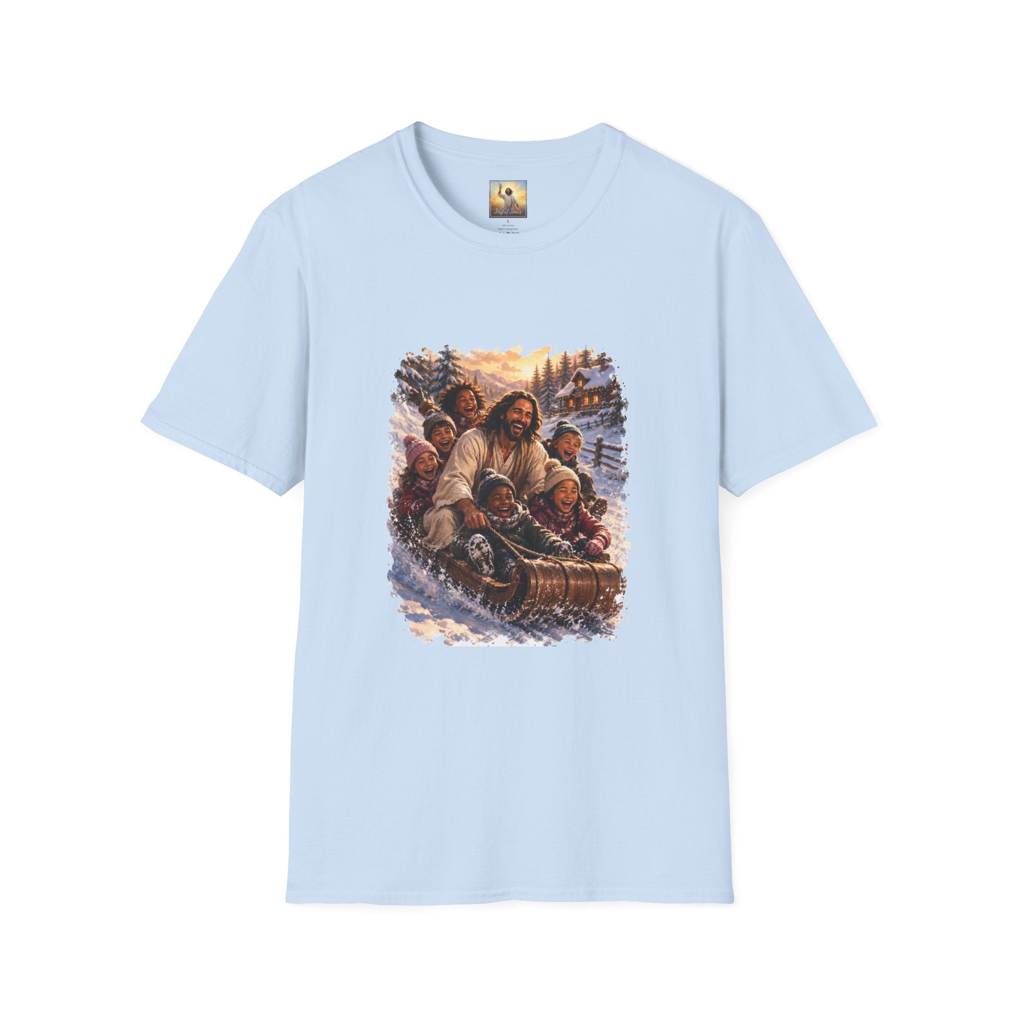 Jesus Christmas Shirt | Sledding with Jesus Christian Christmas T Shirt | Joyful Jesus