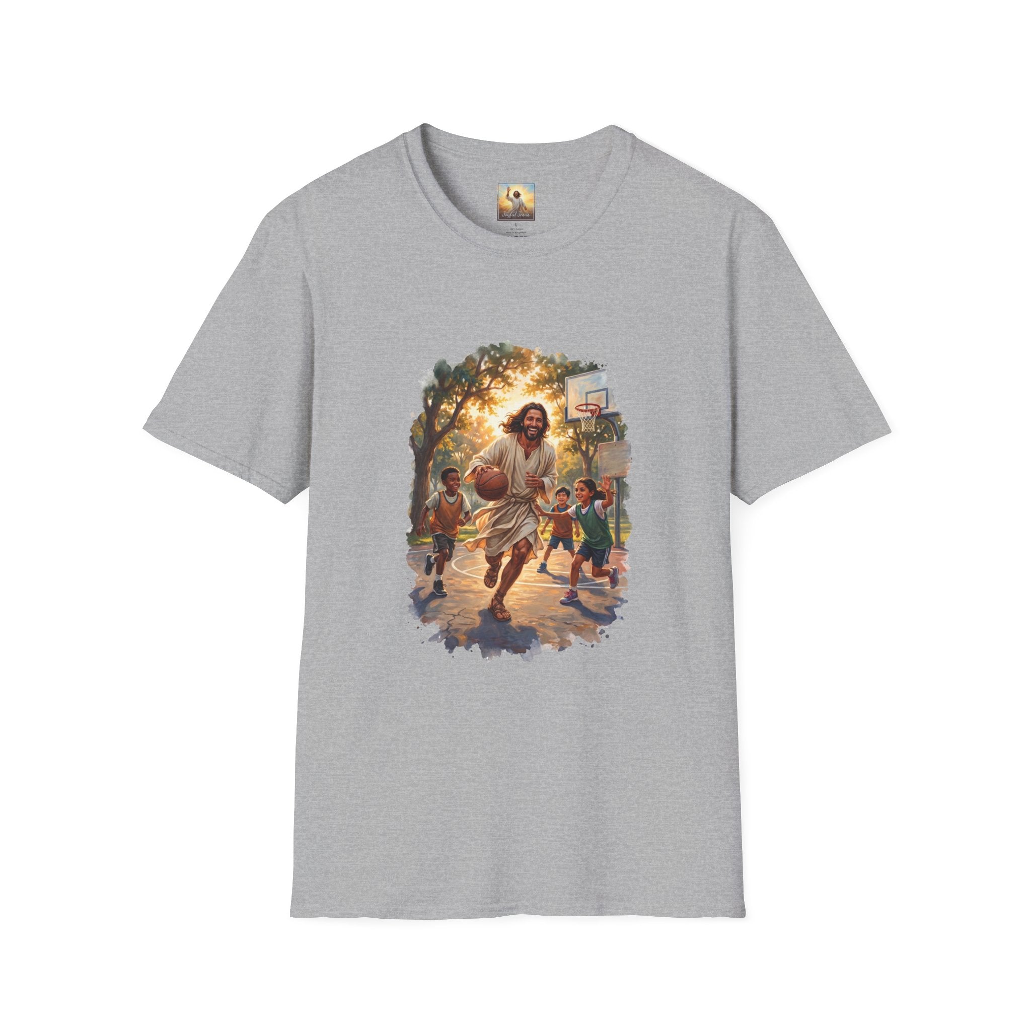 Jesus Basketball Shirt | Jesus Playing Basketball with Kids Christian T Shirt | Joyful Jesus