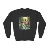 Kids Christian Sweatshirt | Jesus with Baby Otters Funny Christian Kids Crewneck Sweatshirt | Joyful Jesus