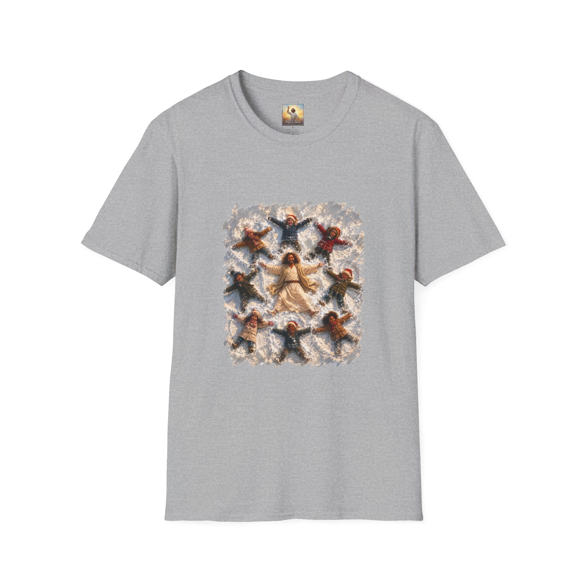 Christmas Jesus Shirt | Snow Angels with Jesus Christian Christmas T Shirt | Joyful Jesus