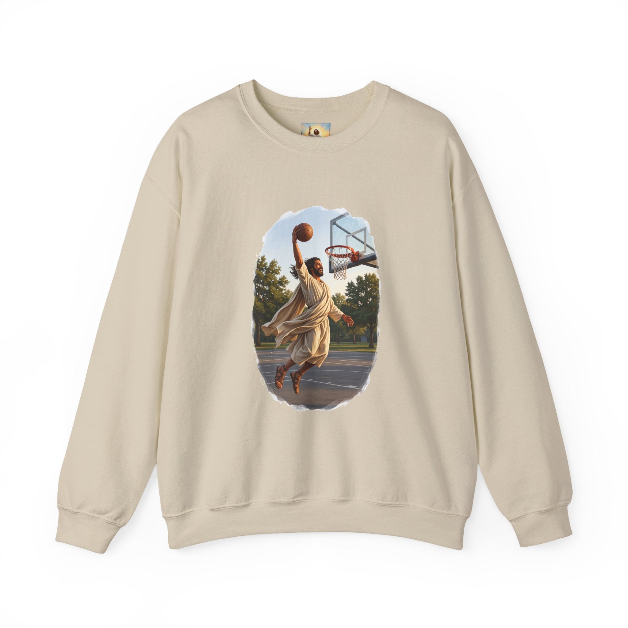 Jesus Dunking Sweatshirt | Jesus Slam Dunk Funny Christian Basketball Crewneck Sweatshirt | Joyful Jesus