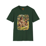 Funny Jesus Shirt | Jesus Playing with Puppies Christian T Shirt | Joyful Jesus