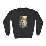 Kids Jesus Sweatshirt | Fly Fishing Jesus Christian Kids Crewneck Sweatshirt | Joyful Jesus God Sweatshirt