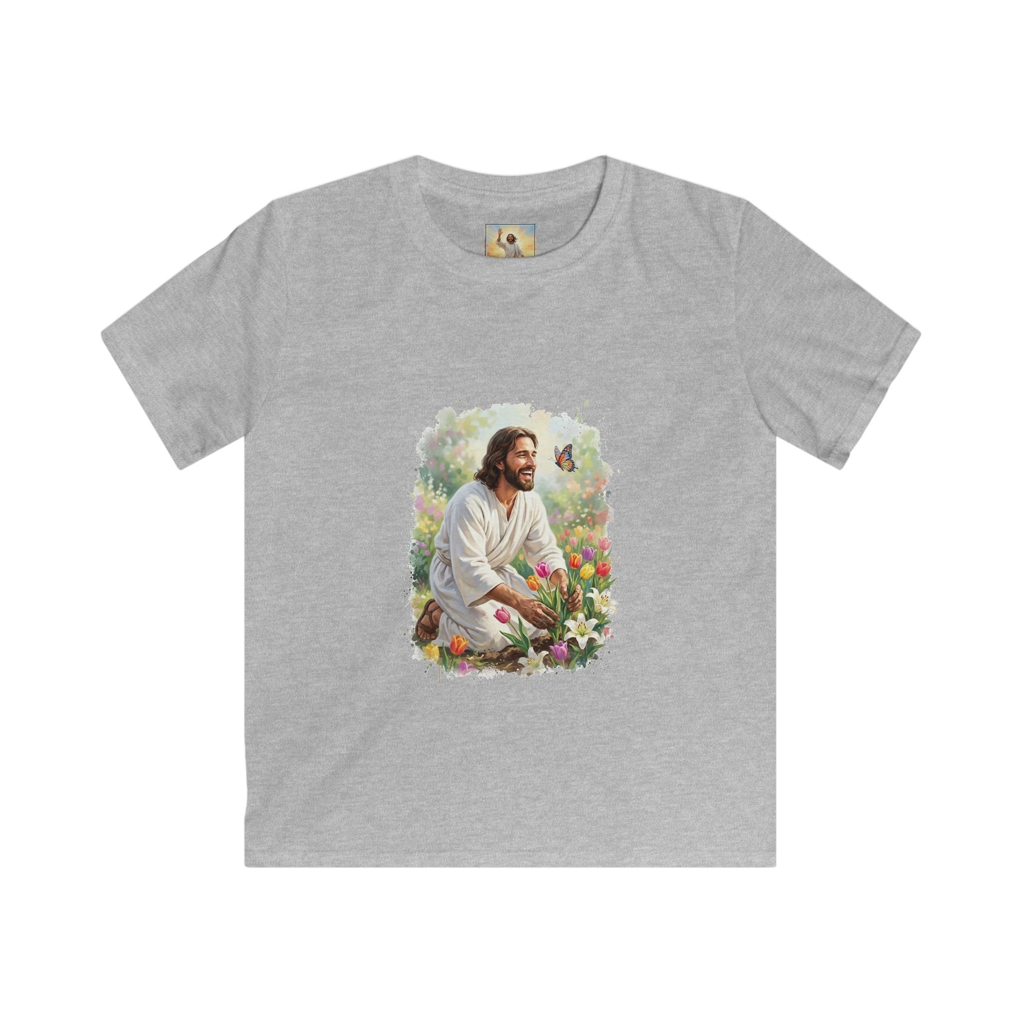 Kids Religious Shirt | Jesus in the Garden Christian Kids T Shirt | Joyful Jesus
