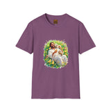 Jesus with Baby Animals Shirt, Easter Lamb Bunny Chick Art, Christian Spring Tee