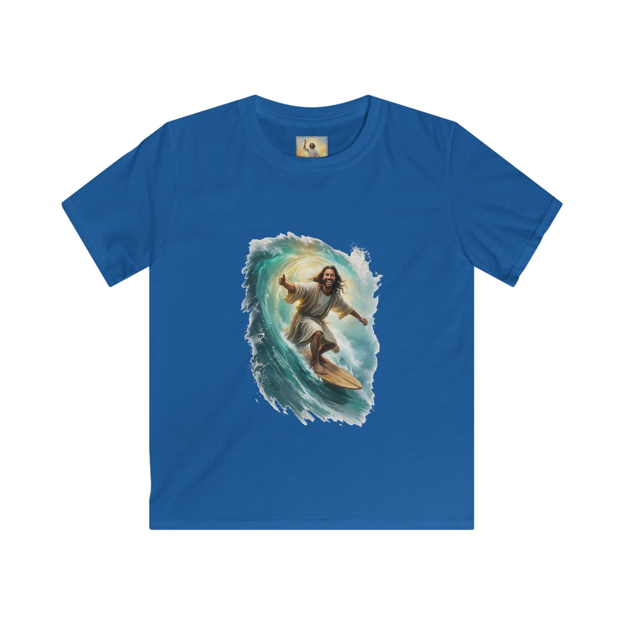 Kids Jesus Shirt | Surfing Jesus Funny Christian Kids T Shirt | Joyful Jesus