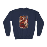 Kids Jesus Hugging Santa Sweatshirt | Funny Christian Christmas Kids Crewneck Sweatshirt | Joyful Jesus