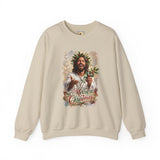 Merry Christmas Jesus Sweatshirt | Laughing Jesus with Holly Christian Crewneck | Joyful Jesus