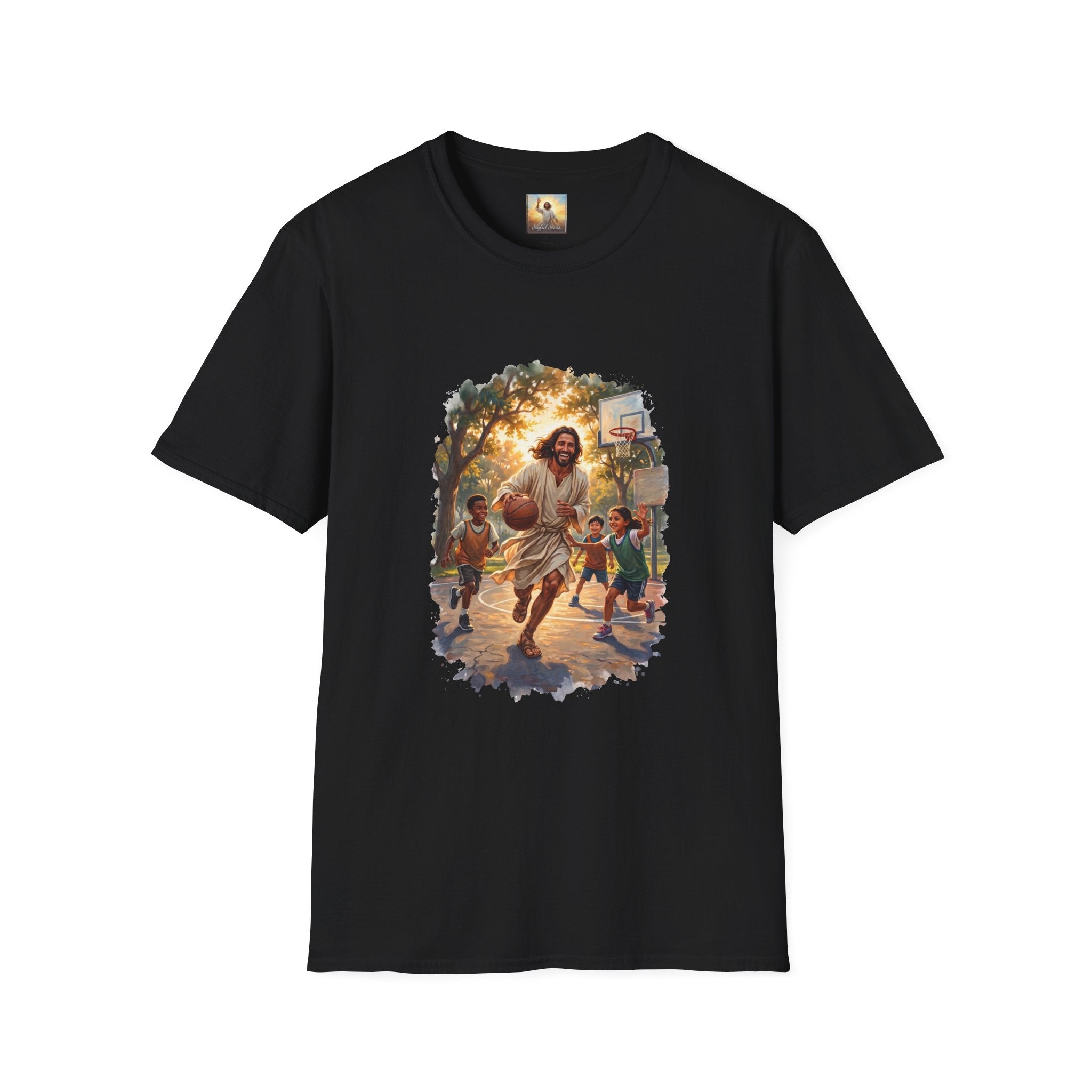 Jesus Basketball Shirt | Jesus Playing Basketball with Kids Christian T Shirt | Joyful Jesus