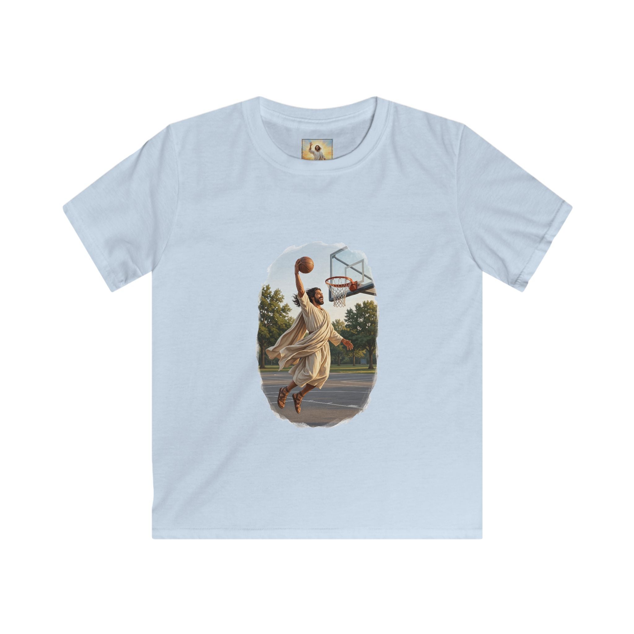 Kids Jesus Dunking Shirt | Jesus Slam Dunk Funny Christian Basketball Kids T Shirt | Joyful Jesus