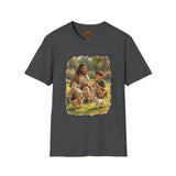 Funny Jesus Shirt | Jesus Playing with Puppies Christian T Shirt | Joyful Jesus
