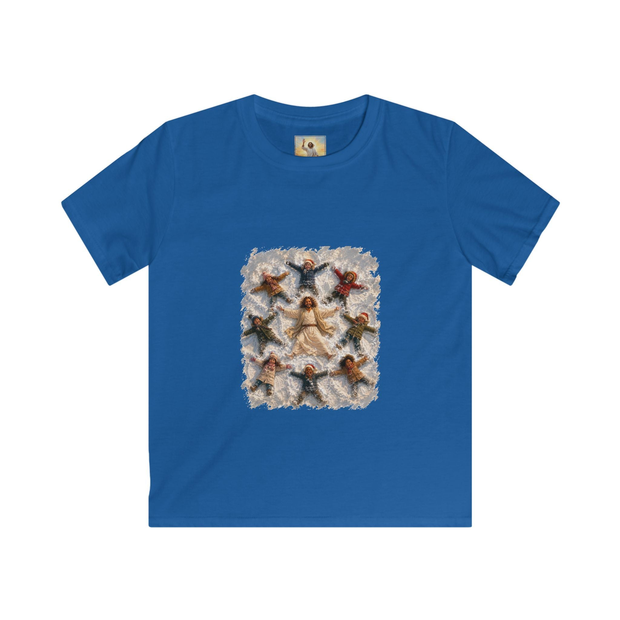 Kids Christmas Jesus Shirt | Snow Angels with Jesus Christian Christmas Kids T Shirt | Joyful Jesus