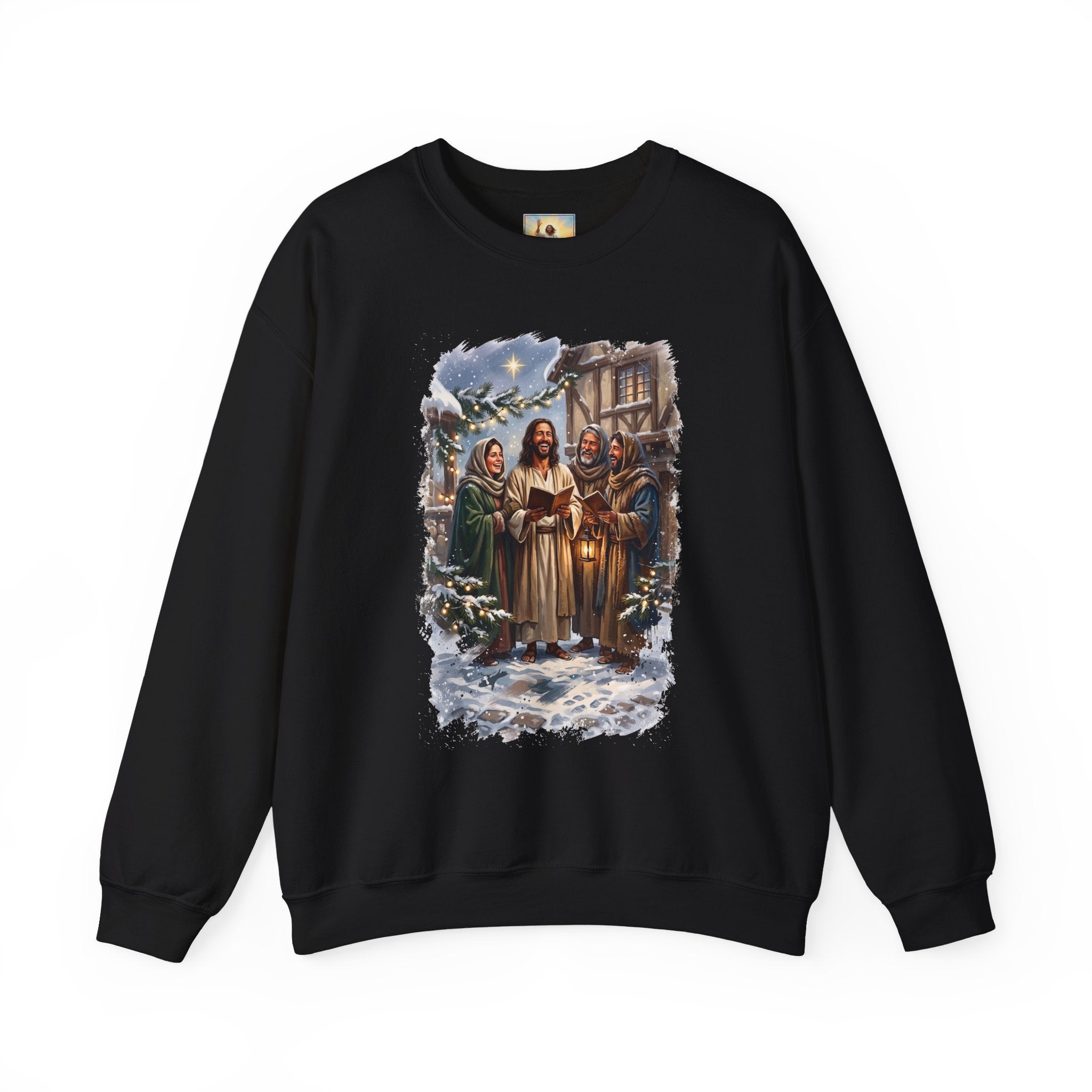 Jesus Caroling Sweatshirt | Jesus Singing Christmas Carols Christian Crewneck | Joyful Jesus