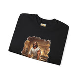 Funny Jesus Sweatshirt | Jesus Lifting Weights Christian Crewneck Sweatshirt | Faith Apparel