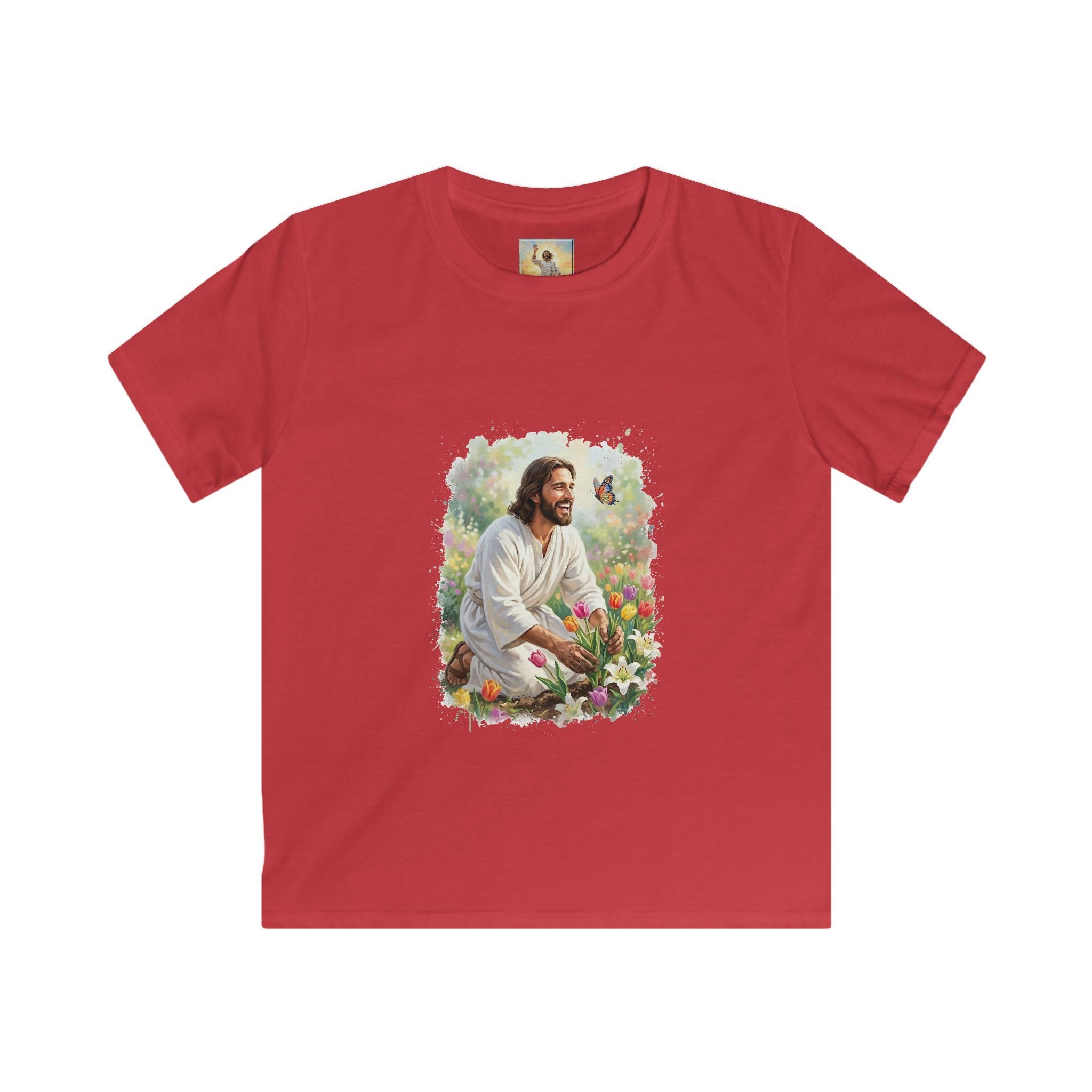 Kids Religious Shirt | Jesus in the Garden Christian Kids T Shirt | Joyful Jesus