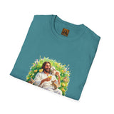 Jesus with Baby Animals Shirt, Easter Lamb Bunny Chick Art, Christian Spring Tee