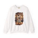 Funny Jesus Sweatshirt | Jesus Lifting Weights Christian Crewneck Sweatshirt | Faith Apparel