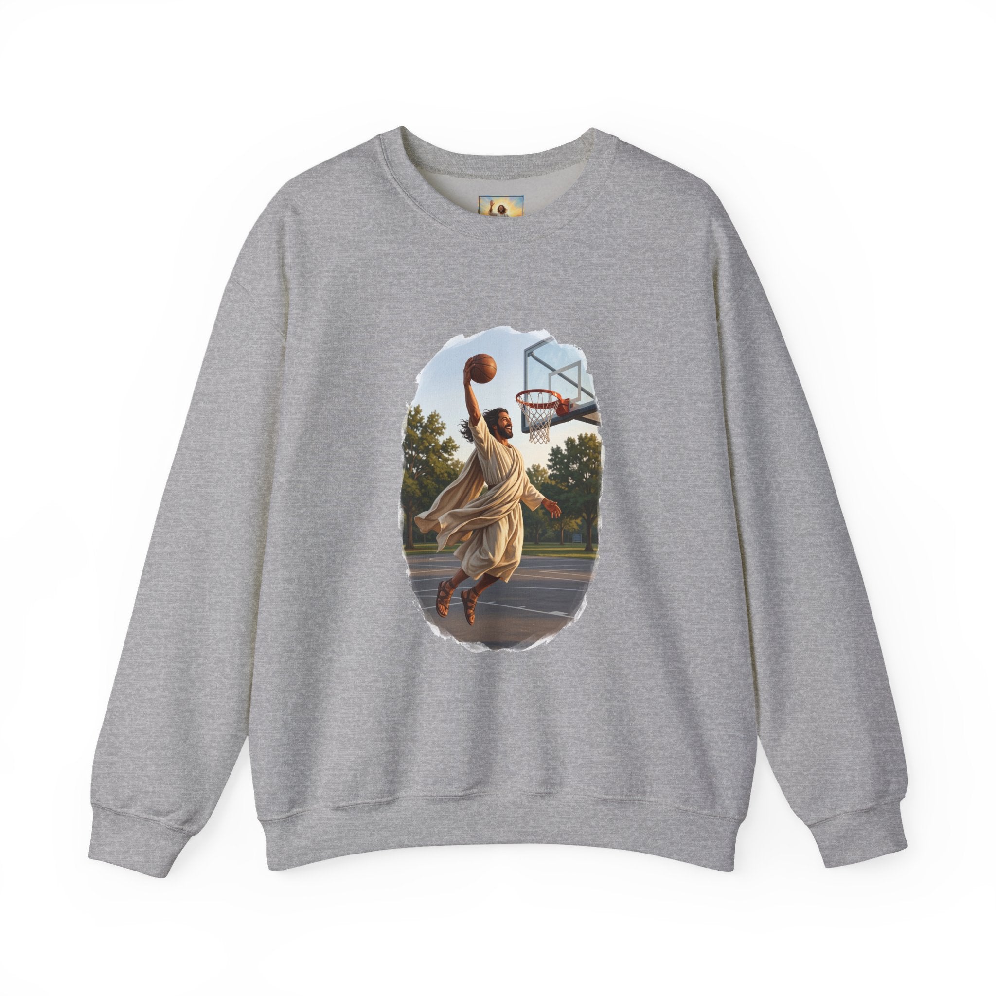 Jesus Dunking Sweatshirt | Jesus Slam Dunk Funny Christian Basketball Crewneck Sweatshirt | Joyful Jesus