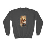 Kids Christian Sweatshirt | Jesus Playing Video Games Funny Jesus Kids Crewneck Sweatshirt | Joyful Jesus