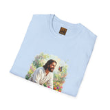 Jesus in the Garden Shirt, Easter Lily Butterfly Art, Christian Spring Tee