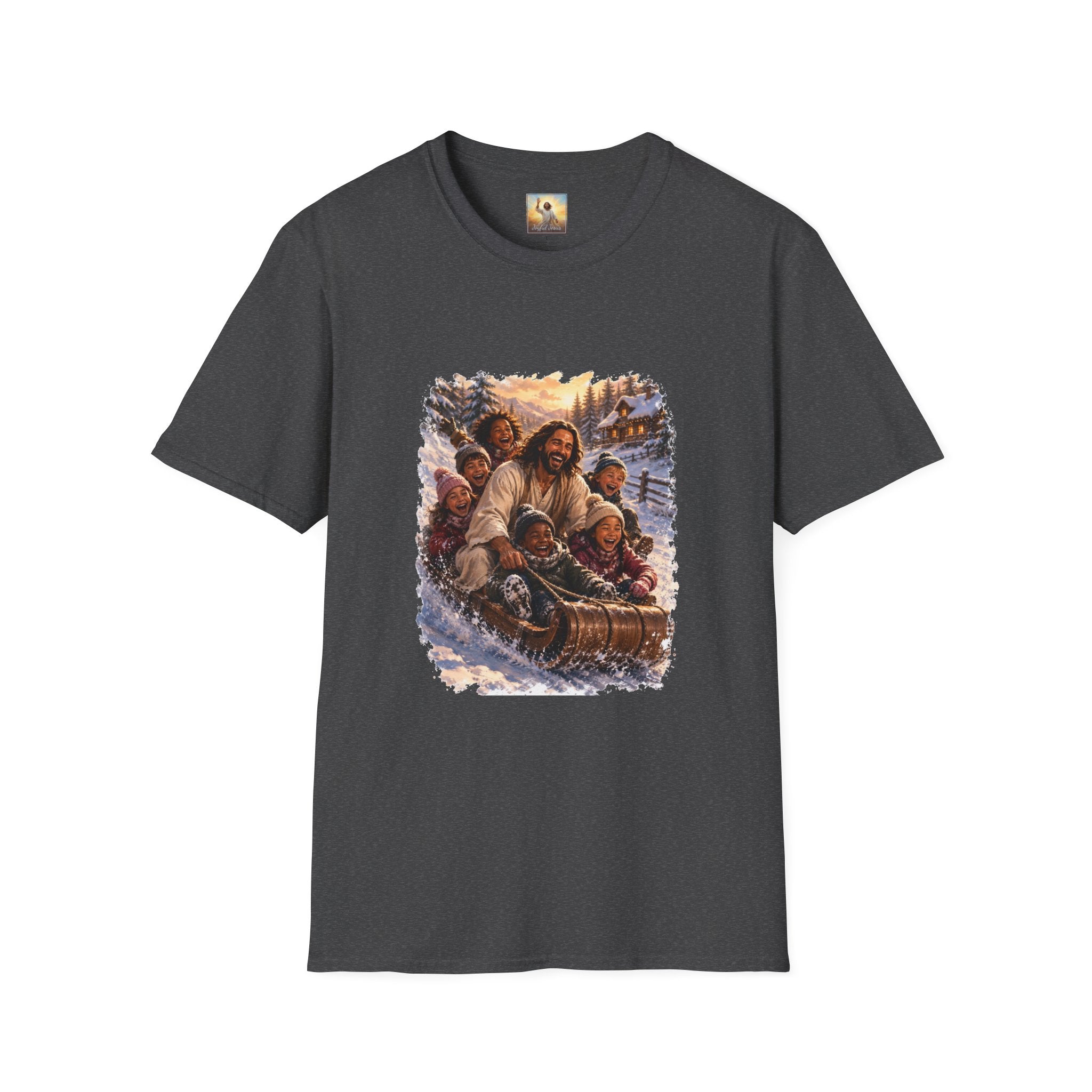 Jesus Christmas Shirt | Sledding with Jesus Christian Christmas T Shirt | Joyful Jesus