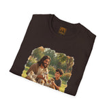 Funny Jesus Shirt | Jesus Playing with Puppies Christian T Shirt | Joyful Jesus