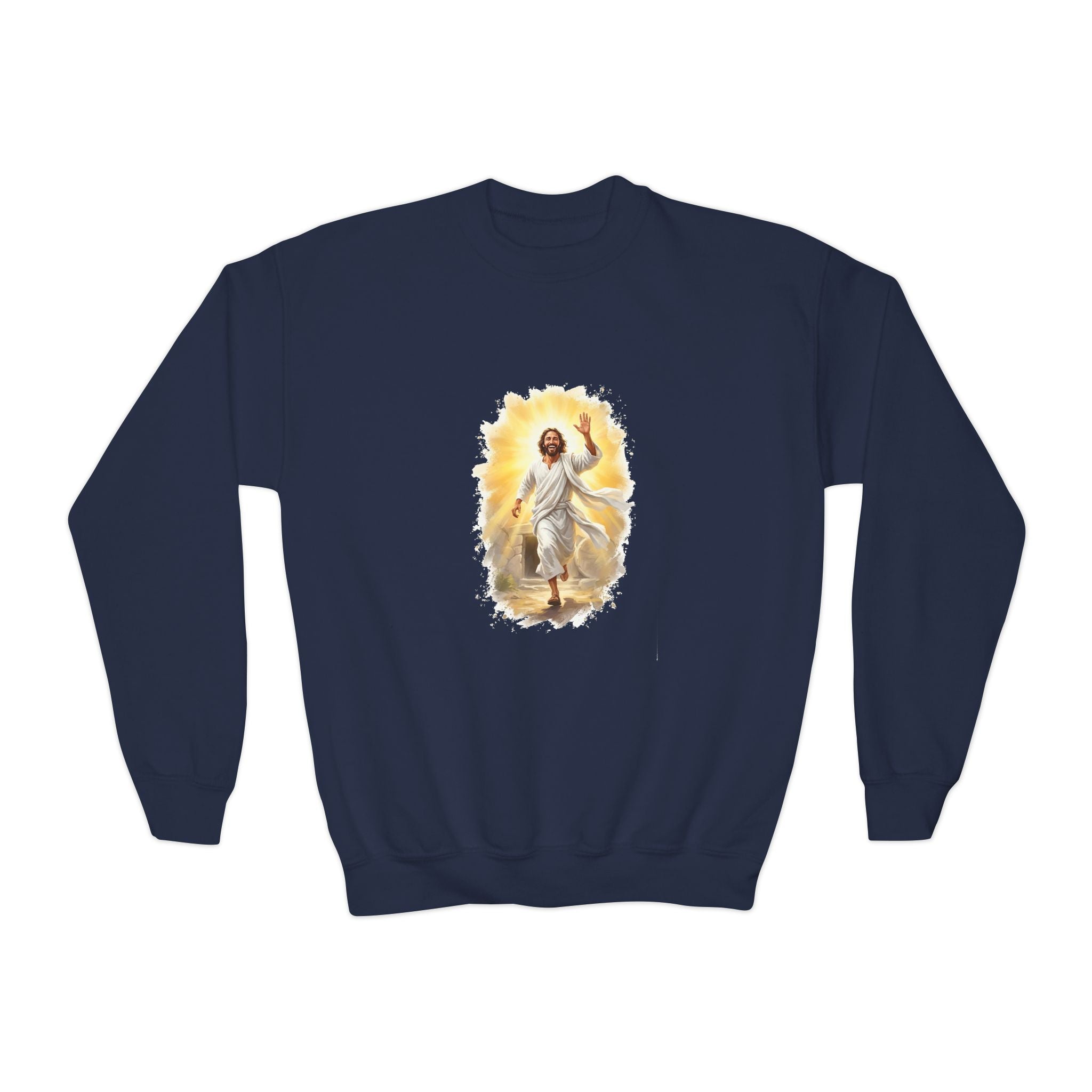 Kids Jesus Sweatshirt | He Is Risen Christian Kids Crewneck Sweatshirt | Joyful Jesus
