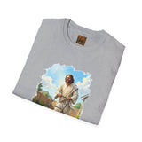 Jesus Mowing Lawn T-Shirt | Jesus with Lawn Mower, Religious Humorous Tee