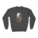 Kids God Sweatshirt | Jesus Hiking Mountain Christian Kids Crewneck Sweatshirt | Faith Apparel