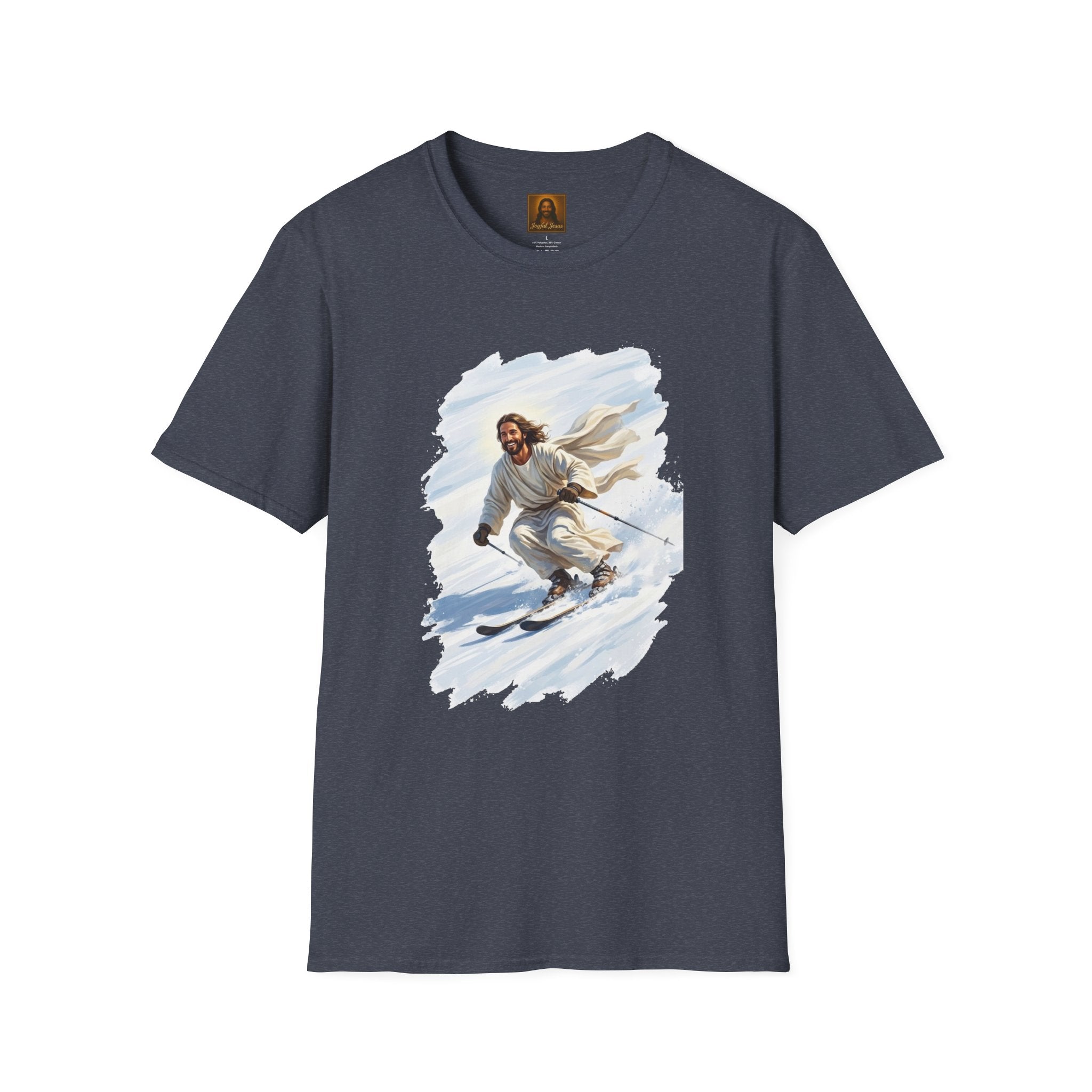 Jesus Shirt | Skiing Jesus Christian Apparel | Joyful Jesus Faith Shirt