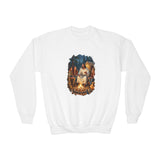 Kids Jesus Sweatshirt | Camping with Jesus Christian Kids Crewneck Sweatshirt | Faith Apparel