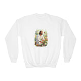 Kids Religious Sweatshirt | Jesus in the Garden Christian Kids Crewneck Sweatshirt | Joyful Jesus