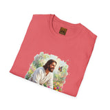 Jesus in the Garden Shirt, Easter Lily Butterfly Art, Christian Spring Tee