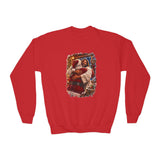 Kids Jesus Hugging Santa Sweatshirt | Funny Christian Christmas Kids Crewneck Sweatshirt | Joyful Jesus