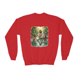 Kids Christian Sweatshirt | Jesus with Baby Otters Funny Christian Kids Crewneck Sweatshirt | Joyful Jesus