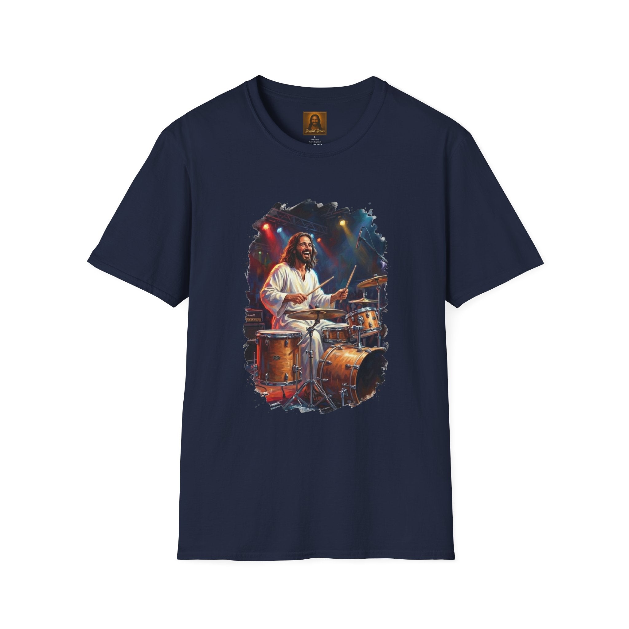 God Shirt | Jesus Playing Drums at Concert Christian T Shirt | Joyful Jesus