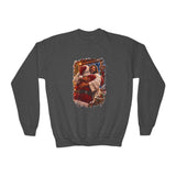 Kids Jesus Hugging Santa Sweatshirt | Funny Christian Christmas Kids Crewneck Sweatshirt | Joyful Jesus