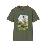 Jesus Mowing Lawn T-Shirt | Jesus with Lawn Mower, Religious Humorous Tee