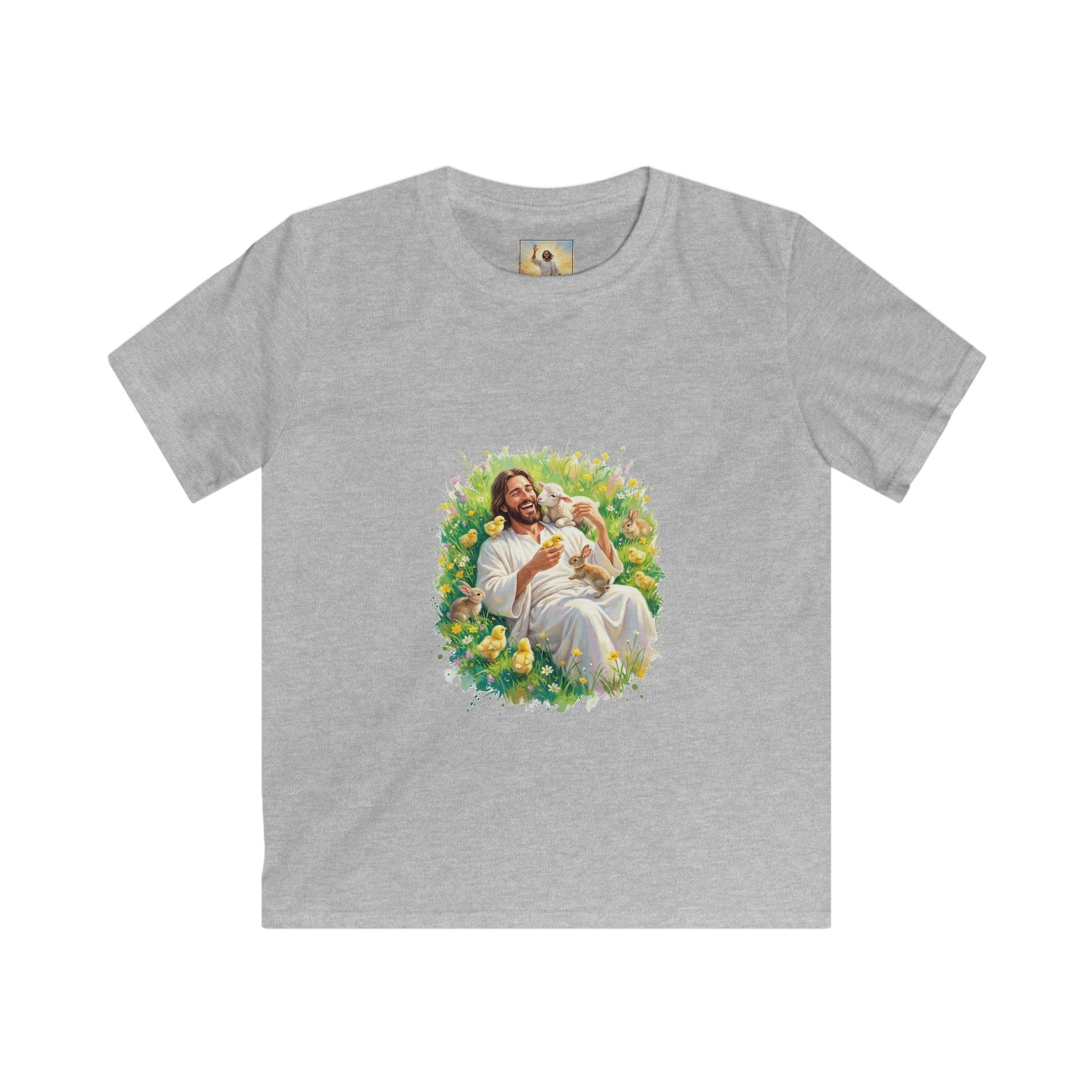 Kids Christian Shirt | Jesus with Baby Animals Faith Kids T Shirt | Joyful Jesus