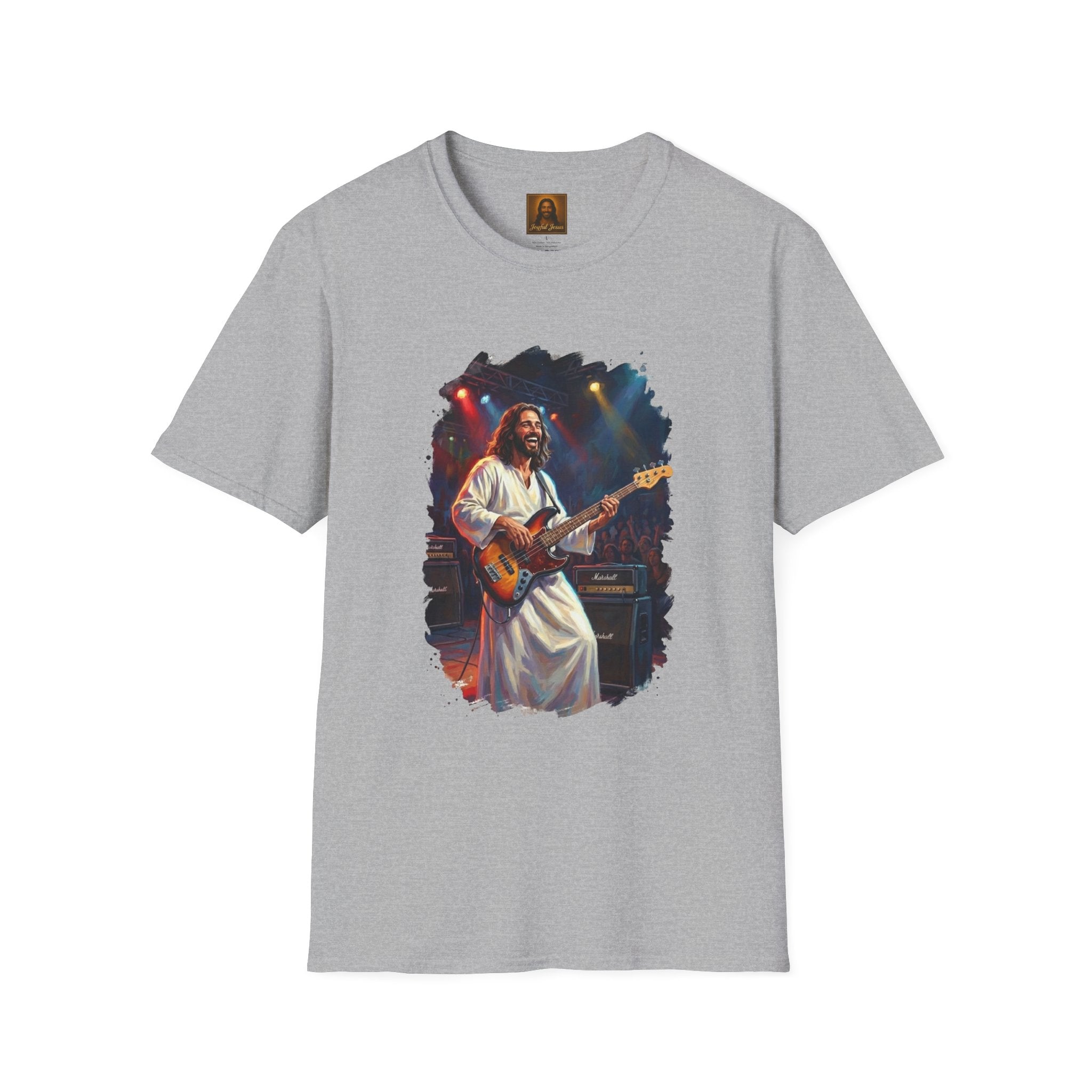 Christian T Shirt | Jesus Playing Bass at Concert | Joyful Jesus God Shirt