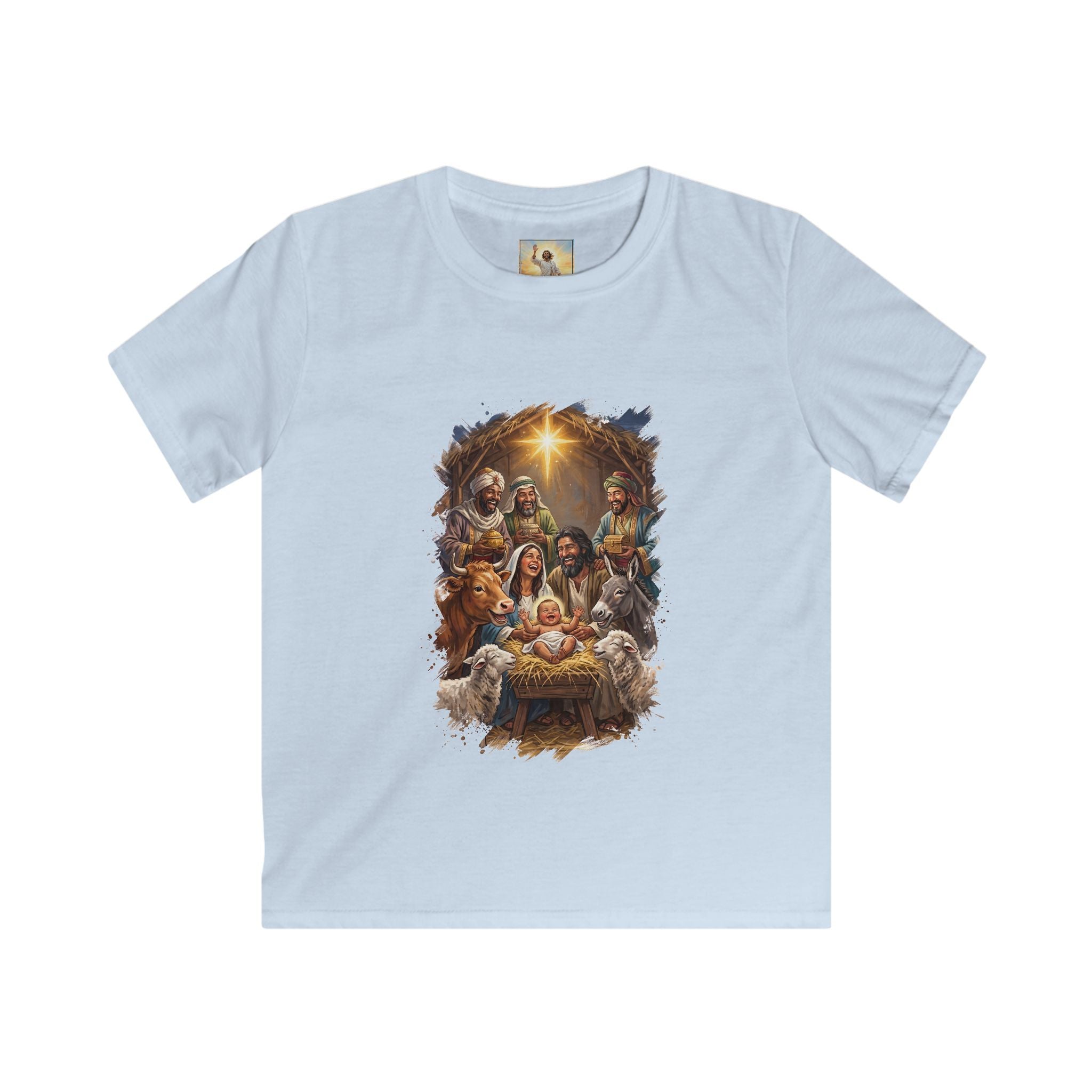 Kids Nativity Shirt | Joyful Nativity Scene with Wise Men Christian Christmas Kids T Shirt | Joyful Jesus